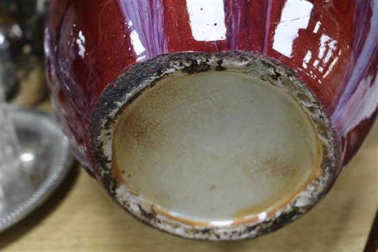 A Chinese sang de boeuf vase height 41cm (a.f.)